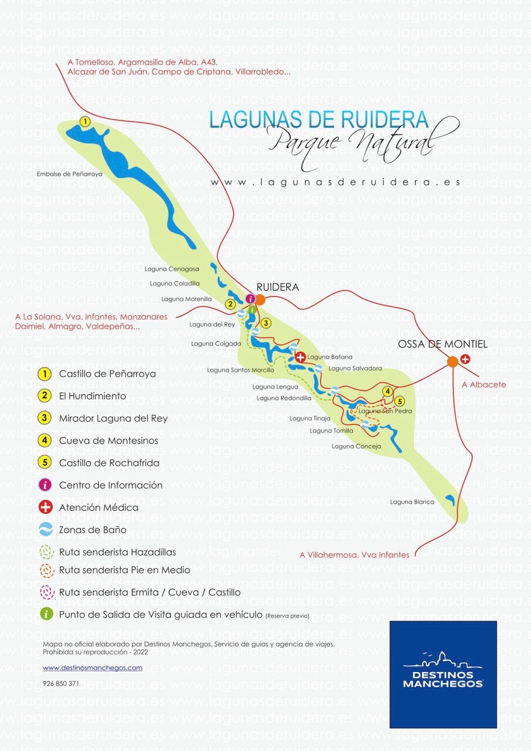 Plano Mapa de Las Lagunas de Ruidera